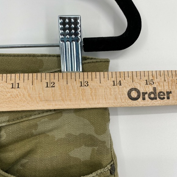 Zara Z1975 Camo Distressed Skinny Fit Jeans Size 2 Mid Rise Stretch Denim Green - Picture 9 of 11